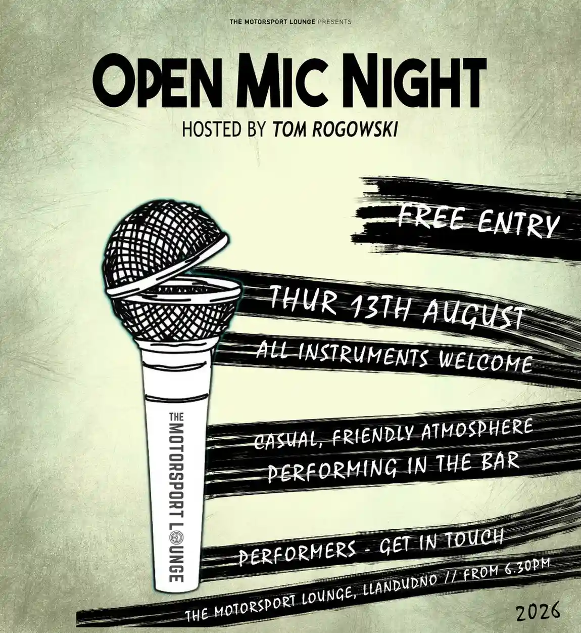 Open Mic Night – Hosted by Tom Rogowski