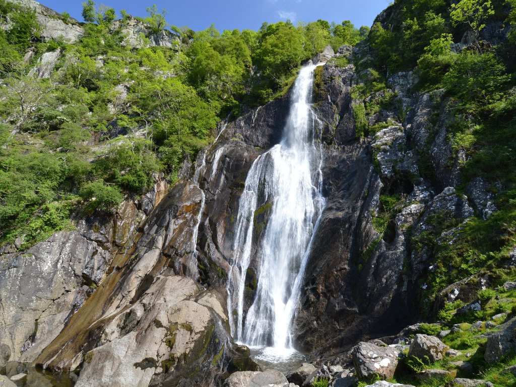 Aber Falls (Rhaeadr Fawr) near Abergwyngregyn, a 37-metre waterfall 25 minutes from Llandudno